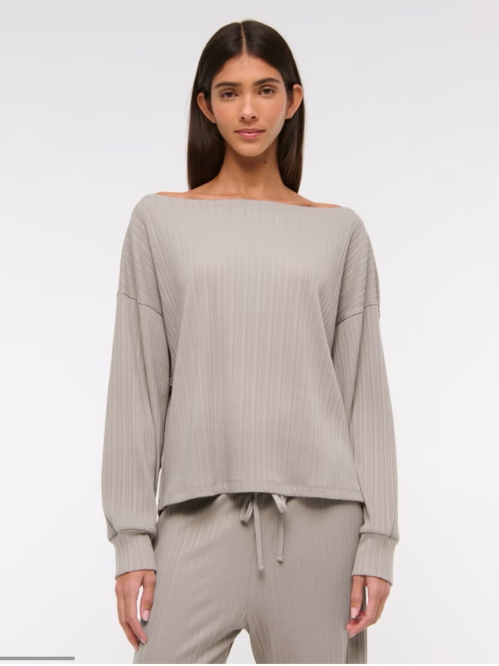 Abercrombie & Fitch Long-Sleeve Lounge Wide Rib Slash Top size S